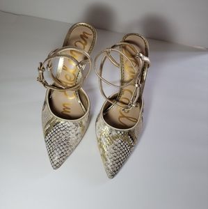 Sam Edelman Snakeskin Pointed Toe Lace Up